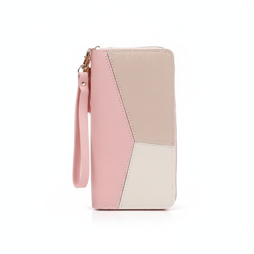 Cartera Larga con Cremallera Bicolor para Mujer