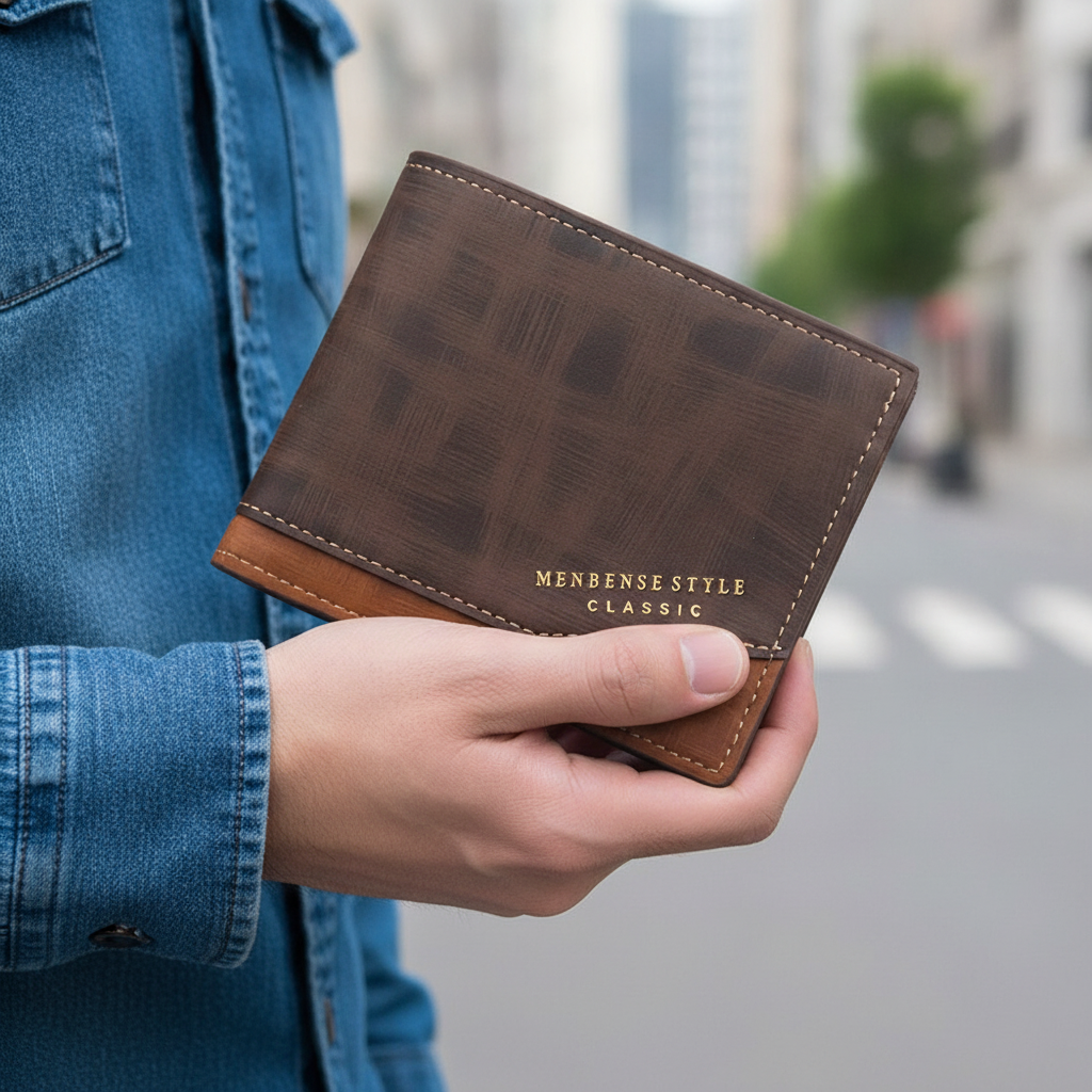 Cartera Clásica Bicolor con Monedero para Hombre