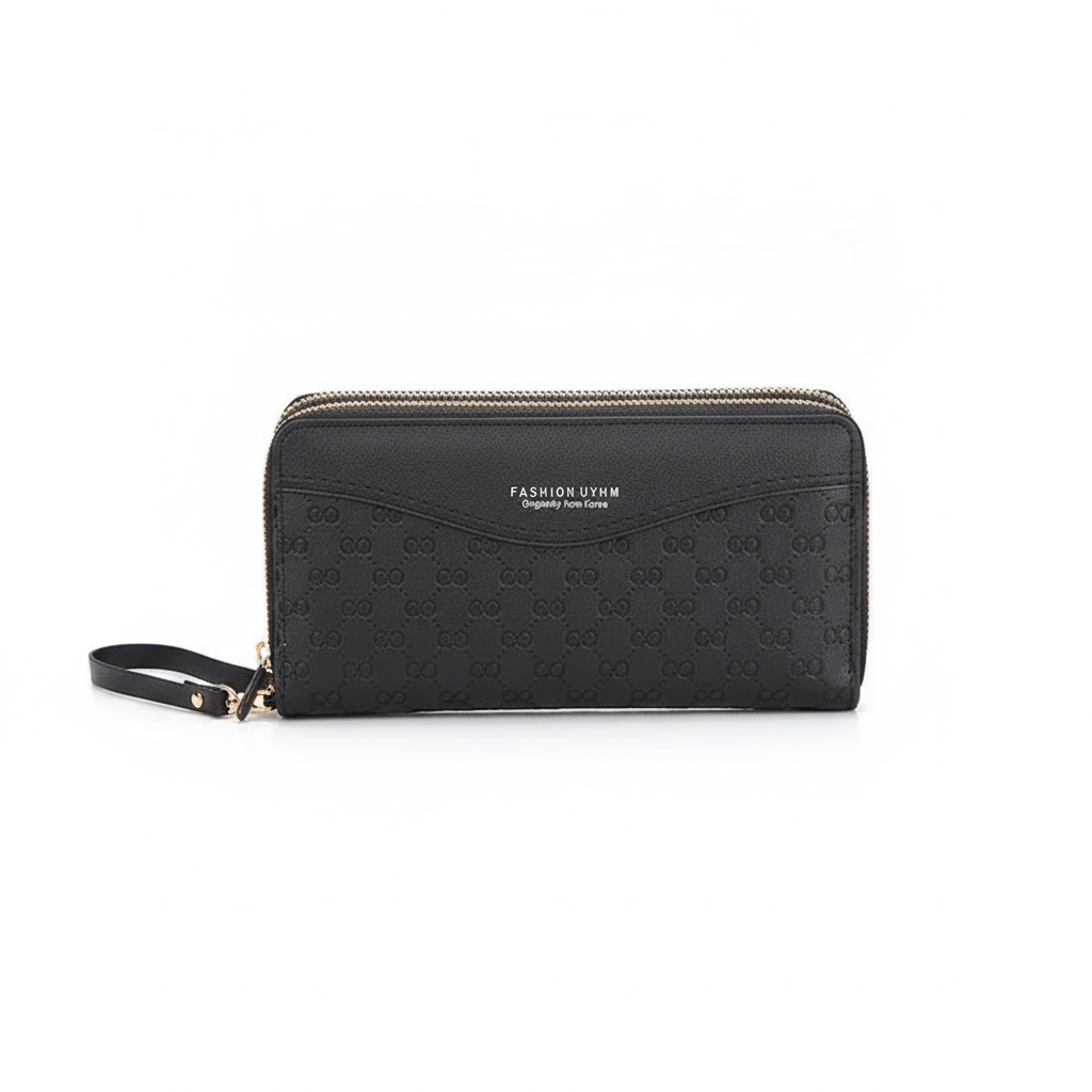 Cartera de Mano con Doble Cremallera y Muñequera para Mujer