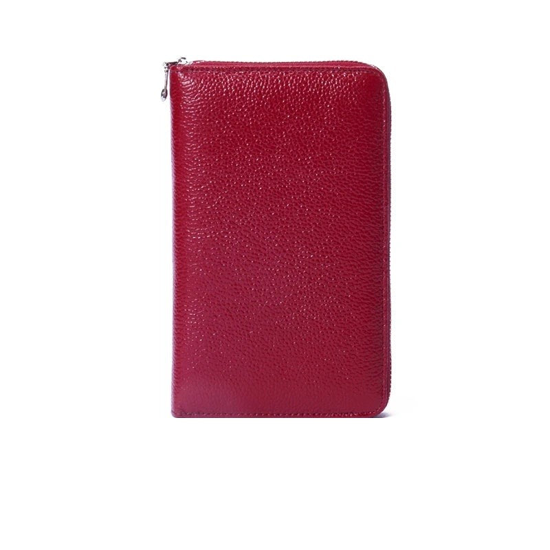 Cartera Larga de Piel de Vaca con Cremallera y RFID