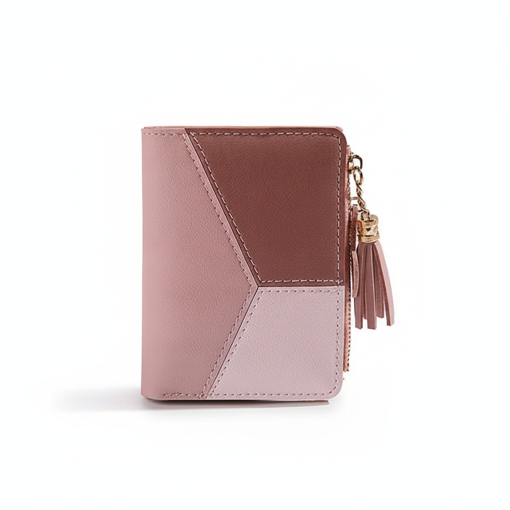 Cartera Corta Patchwork con Borla para Mujer