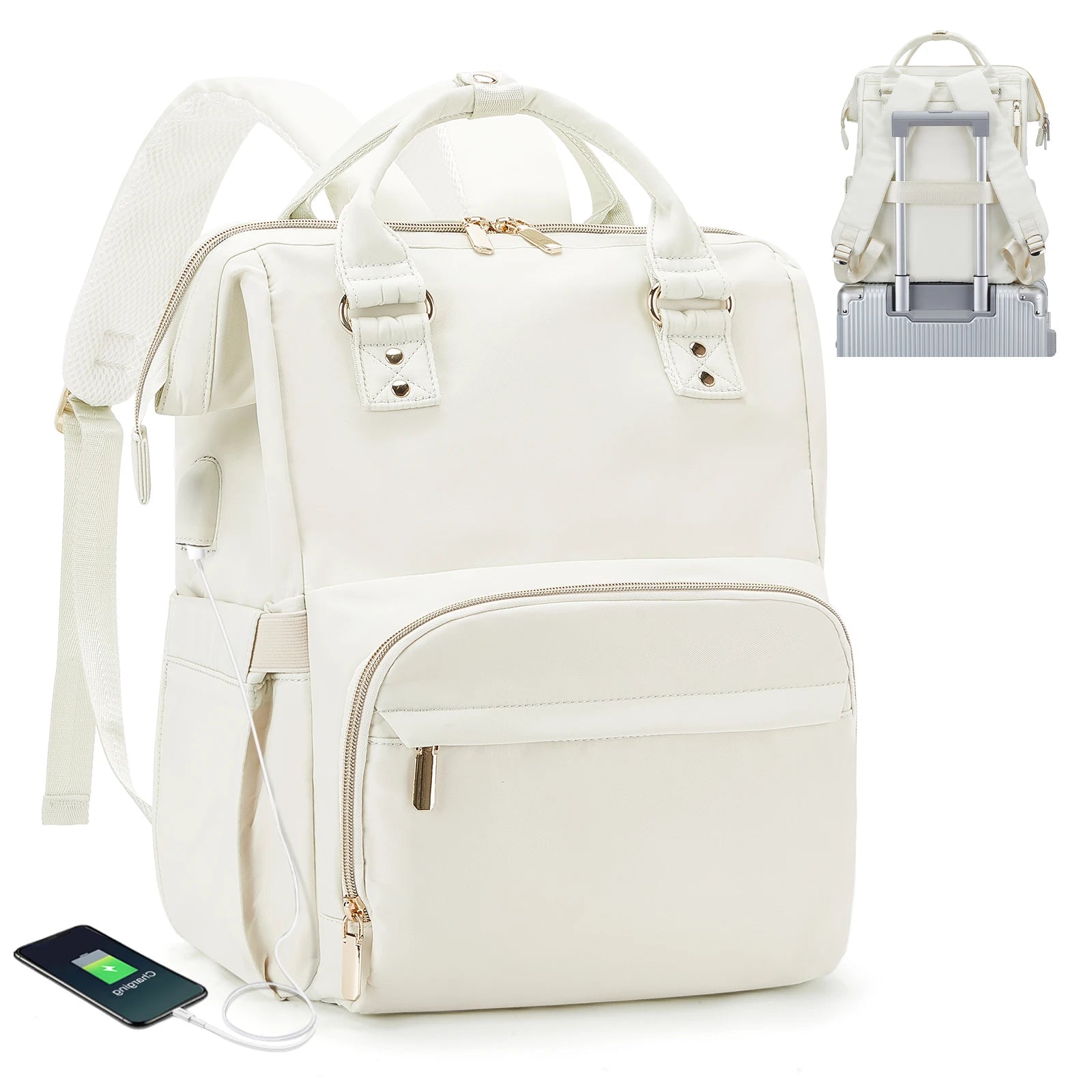 Mochila de Nylon para Mujer Beige – Elegante y Atemporal
