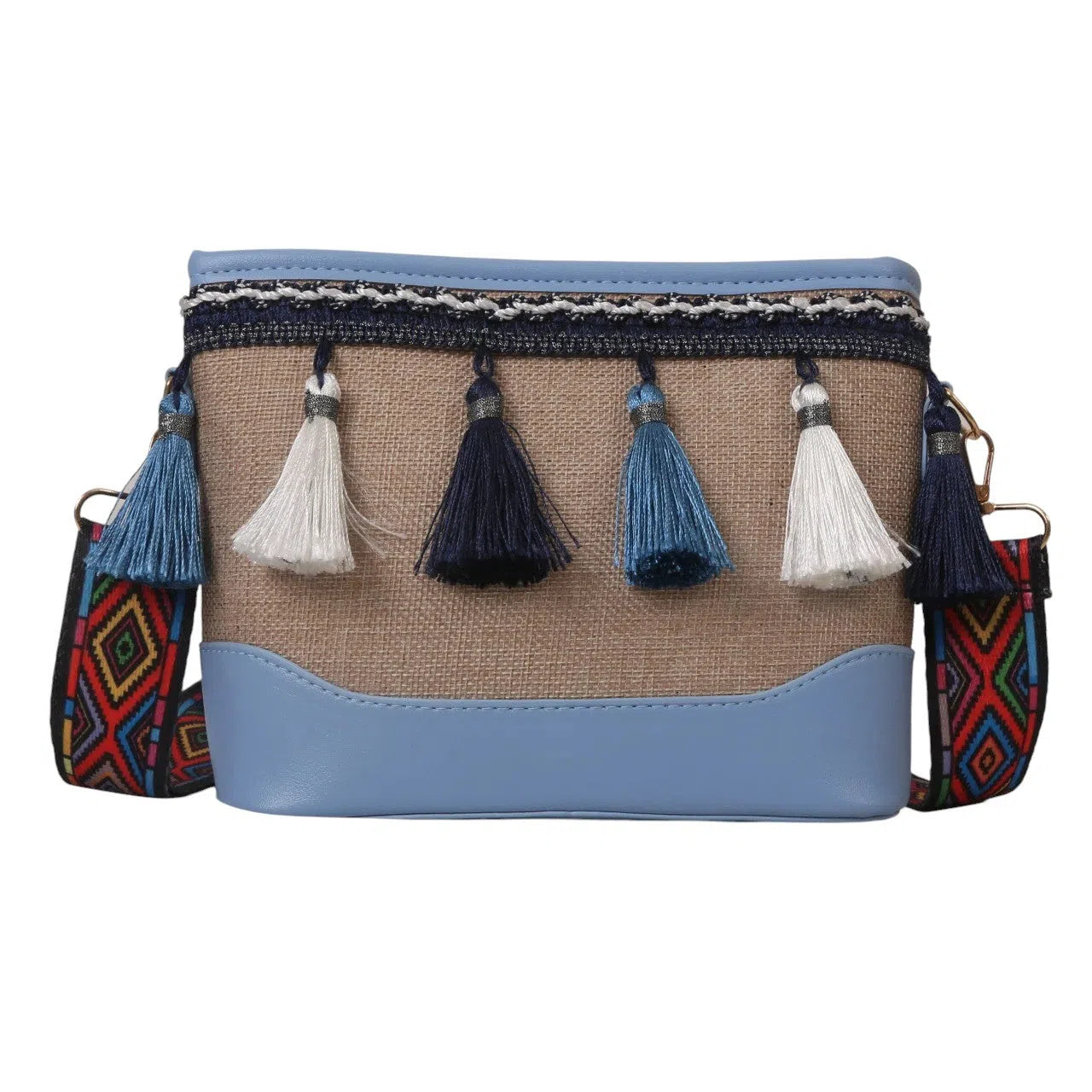 Bolso Bandolera Estilo Peruana Azul