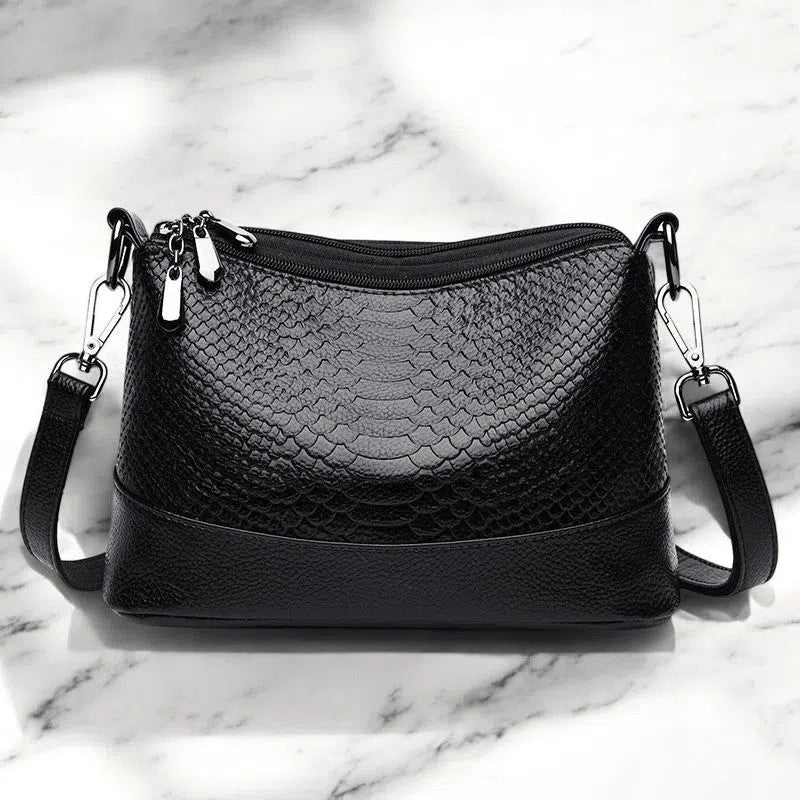 Bolso Bandolera Vintage de Piel de Cocodrilo Negro