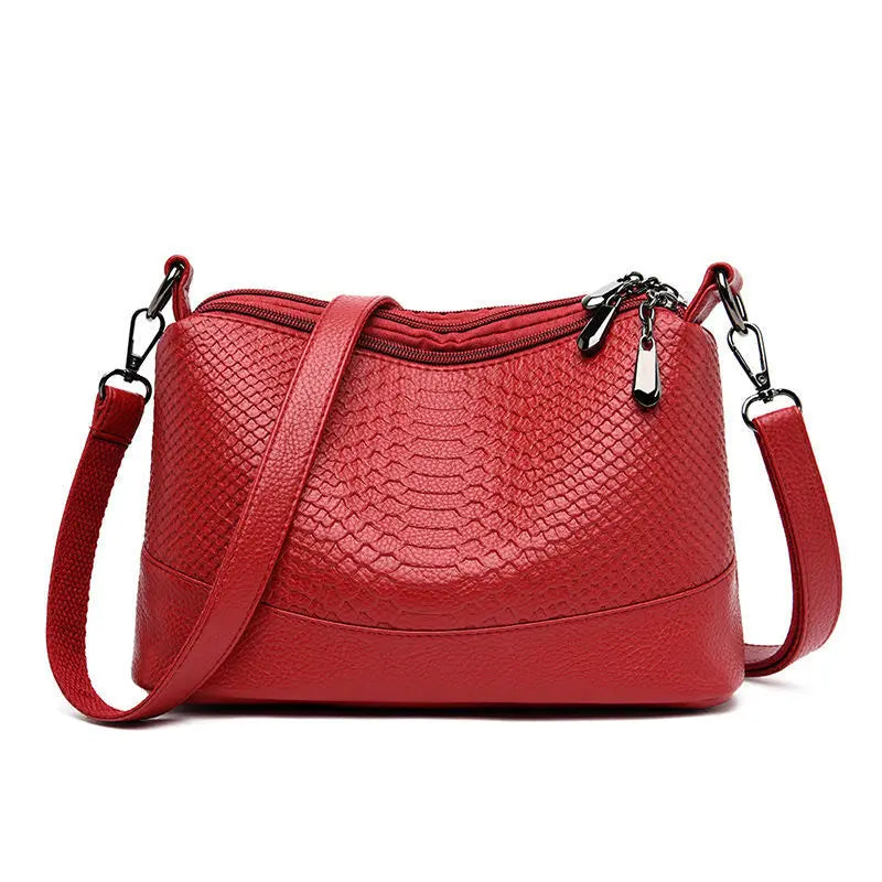 Bolso Bandolera Vintage de Piel de Cocodrilo Rojo