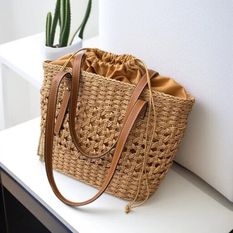 Bolso Bandolera de Rafia Tejido