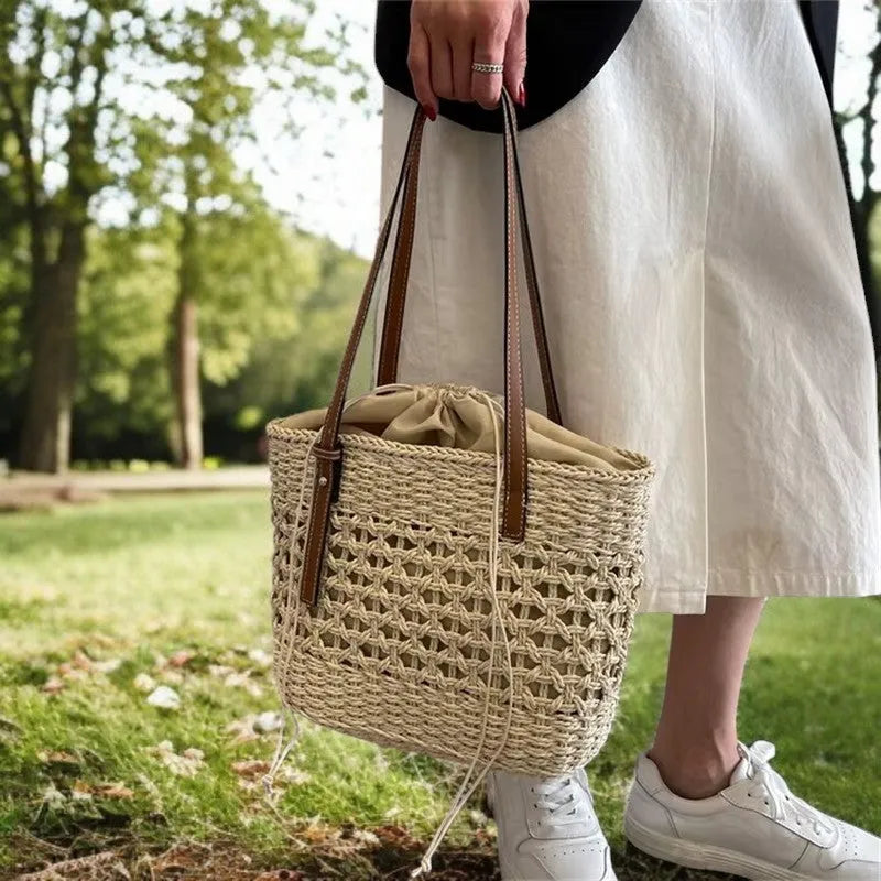 Bolso Bandolera de Rafia Tejido