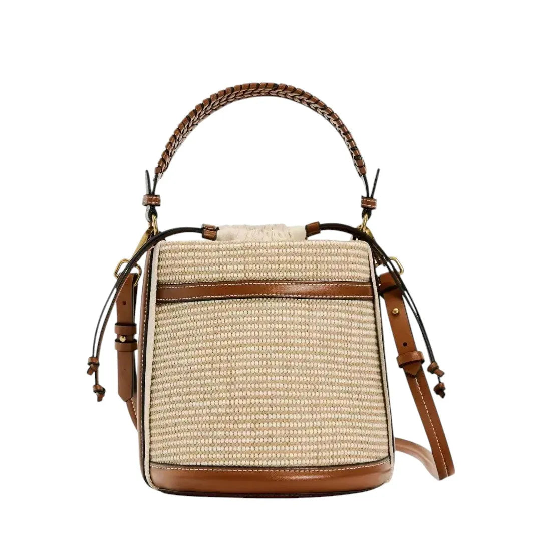 Bolso Cubo de Paja Natural Estilo Casual