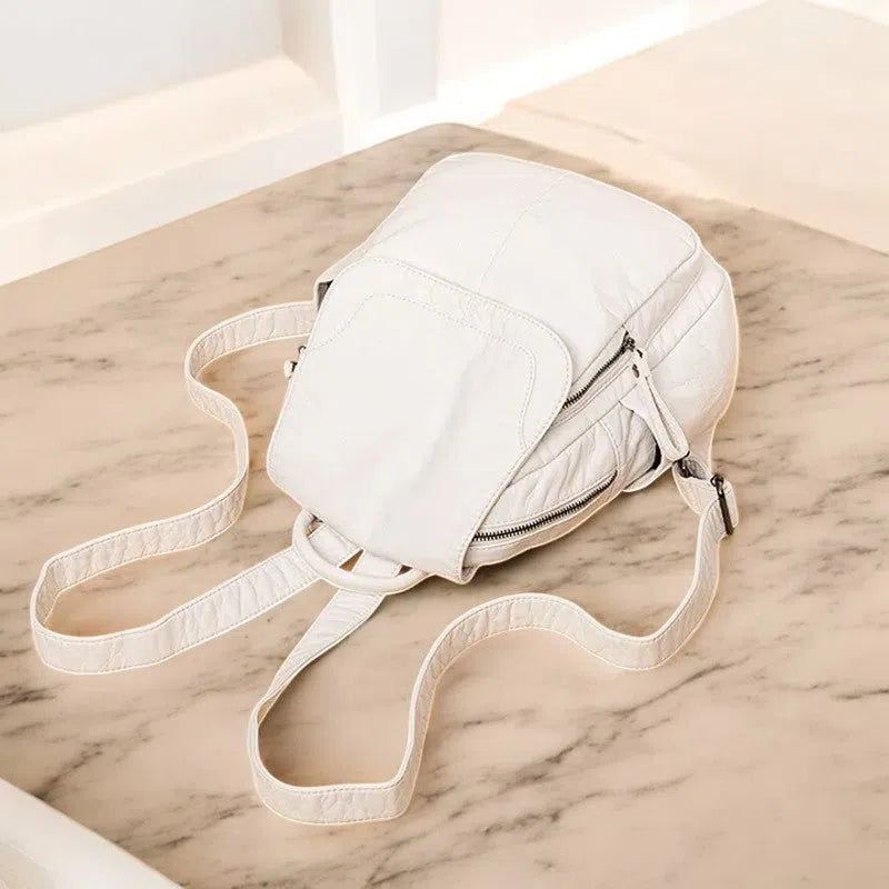 Bolso Mochila Casual de Piel Sintética Blanco