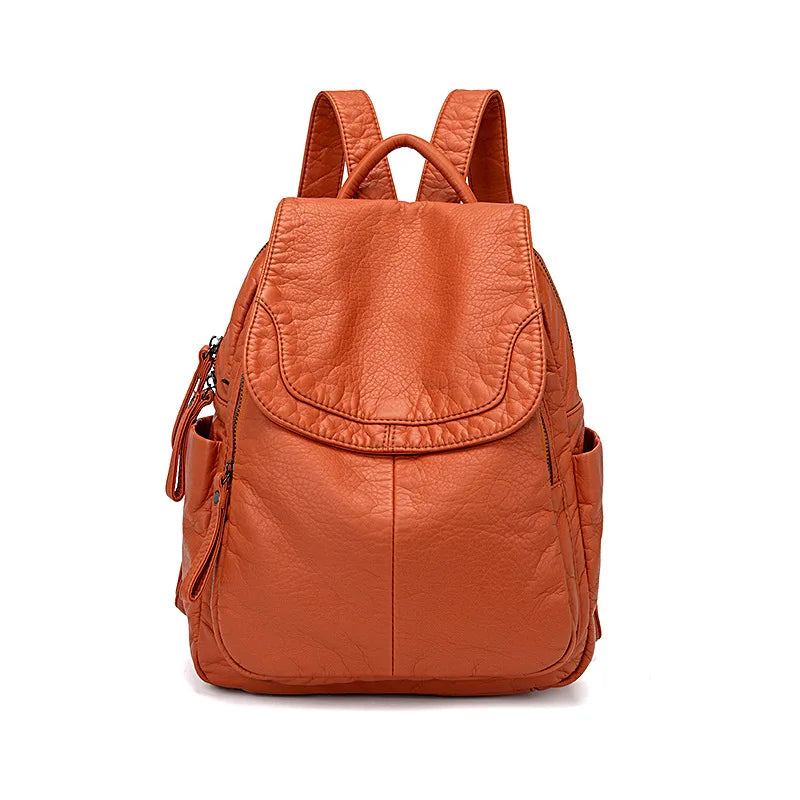 Bolso Mochila Casual de Piel Sintética Naranja