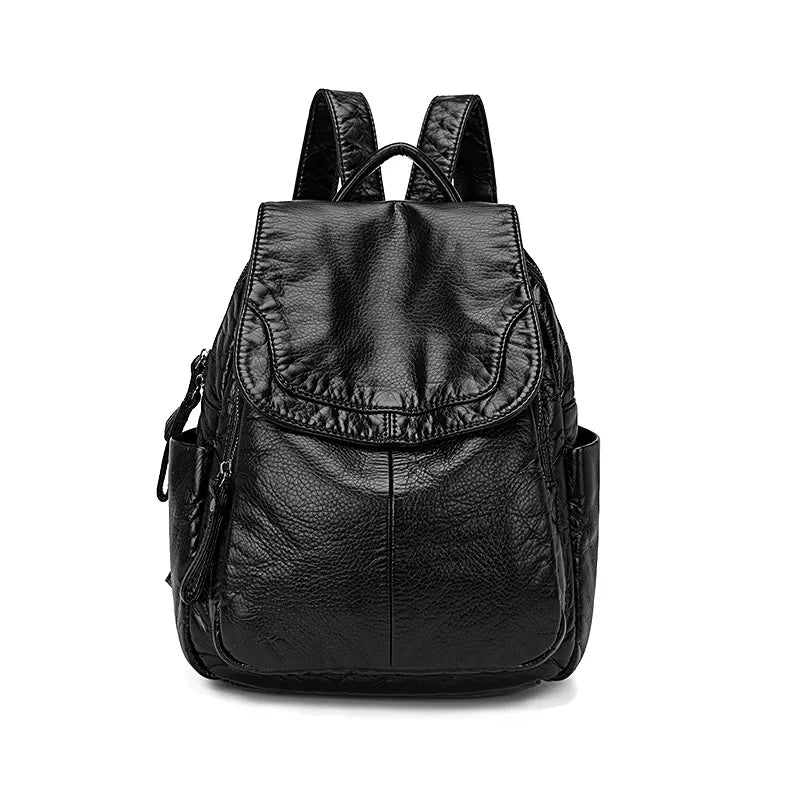 Bolso Mochila Casual de Piel Sintética Negro