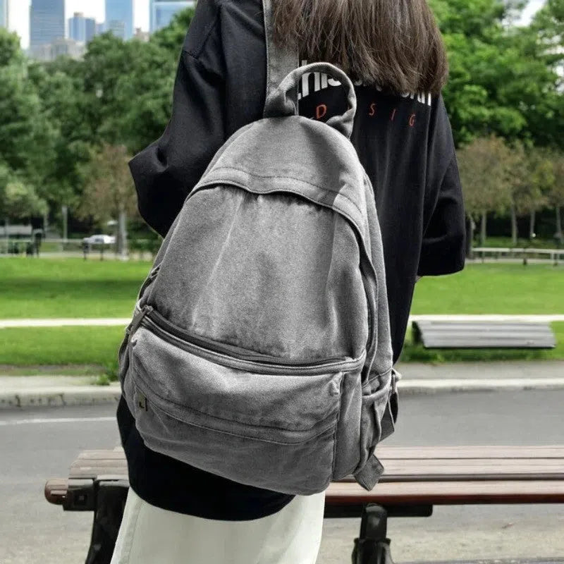 Bolso Mochila Denim Casual Gris