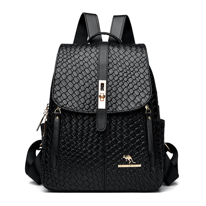 Bolso Mochila Elegante de Cuero Negro