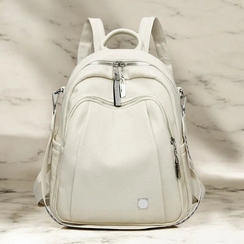 Bolso Mochila de Cuero con Múltiples Compartimentos