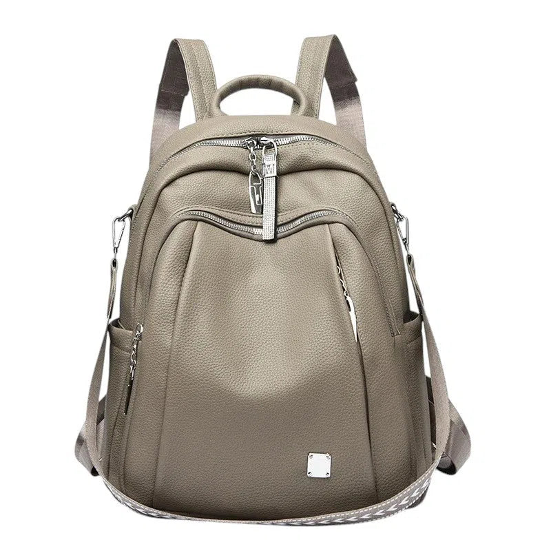 Bolso Mochila de Cuero con Múltiples Compartimentos de Colores