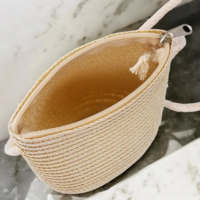 Bolso Playa Mini Tejido de Paja Beige