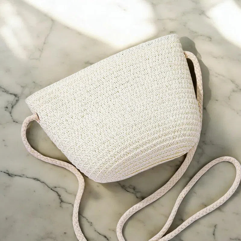 Bolso Playa Mini Tejido de Paja Blanco