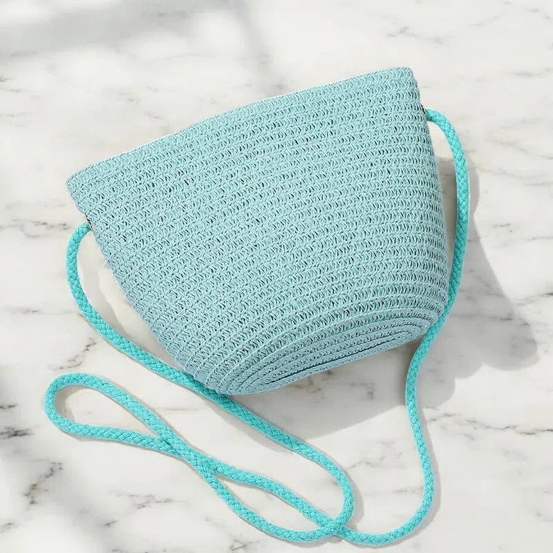 Bolso Playa Mini Tejido de Paja Menta