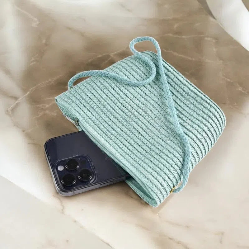 Bolso Playa Mini Tejido de Paja Menta