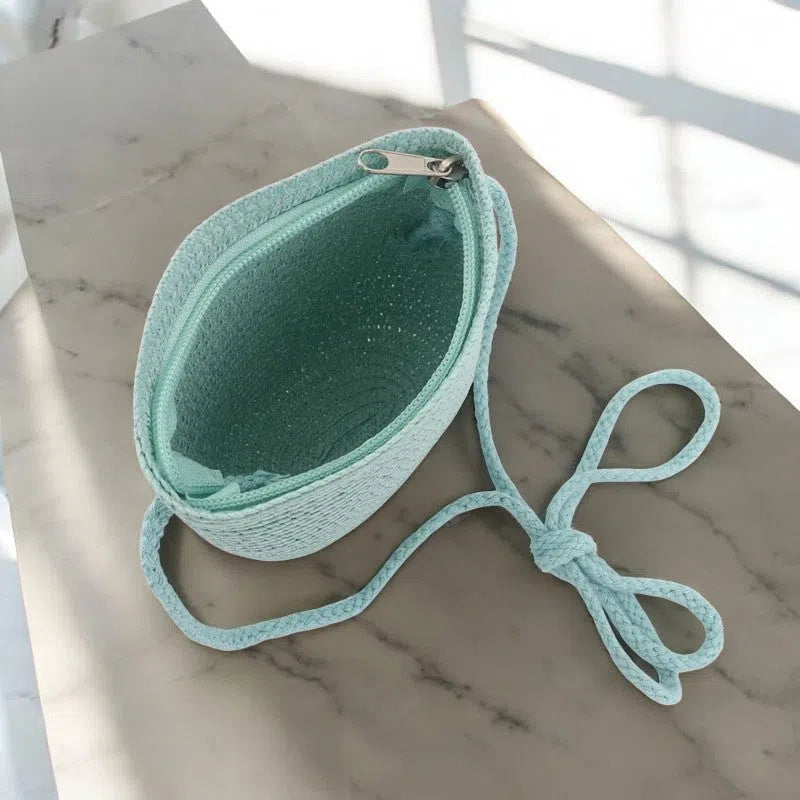 Bolso Playa Mini Tejido de Paja Menta