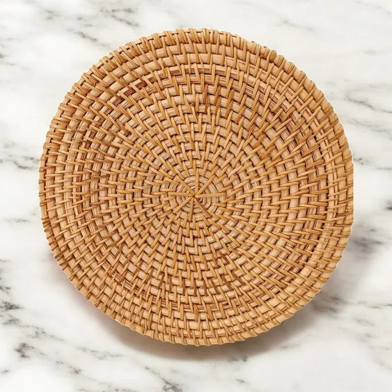 Bolso Rafia Redondo Rígido a Mano Floral