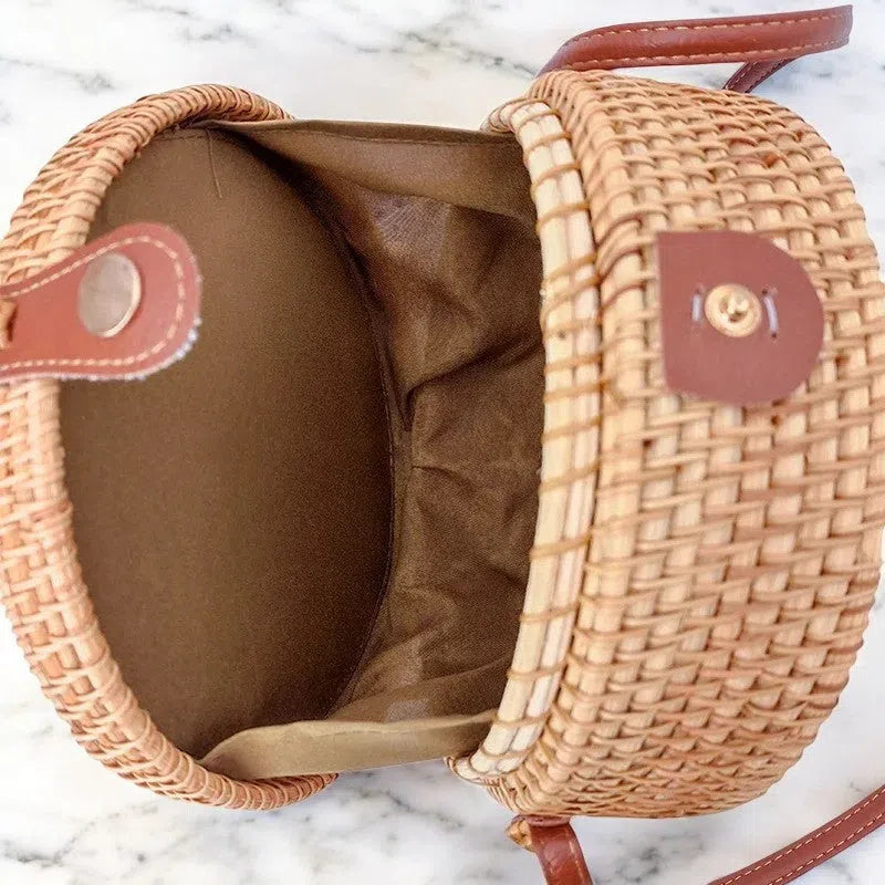 Bolso Rafia Redondo Rígido de Sol