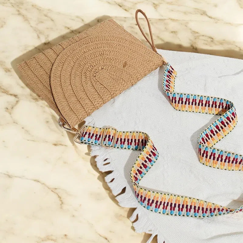 Bolso Rafia Rígida con Correa Colorida