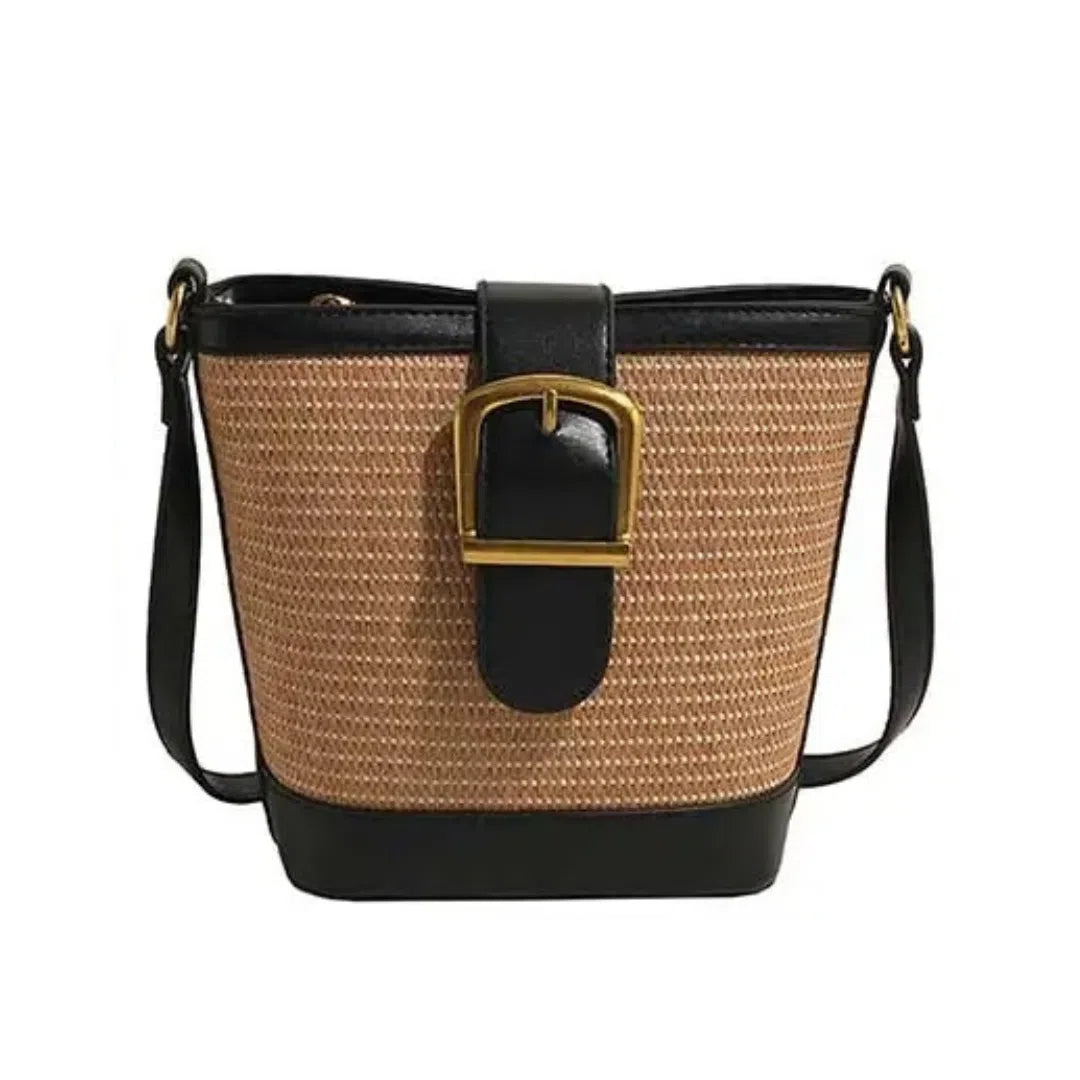 Bolso Rafia Tipo Bandolera Elegante Negra