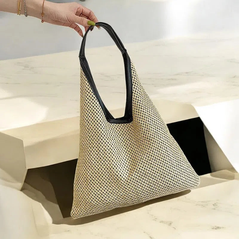 Bolso Rafia de Hombro Elegante Caqui