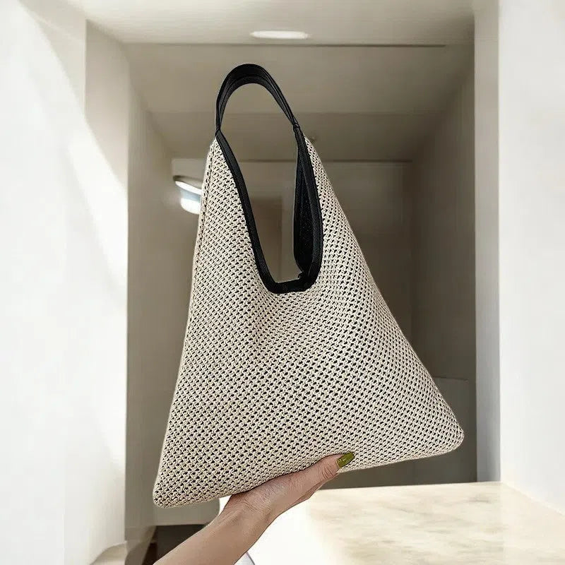 Bolso Rafia de Hombro Elegante Crema