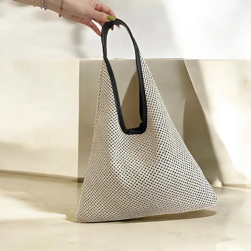 Bolso Rafia de Hombro Elegante Crema