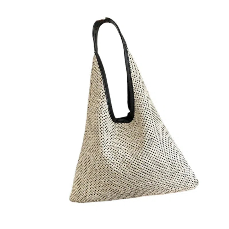 Bolso Rafia de Hombro Elegante Crema