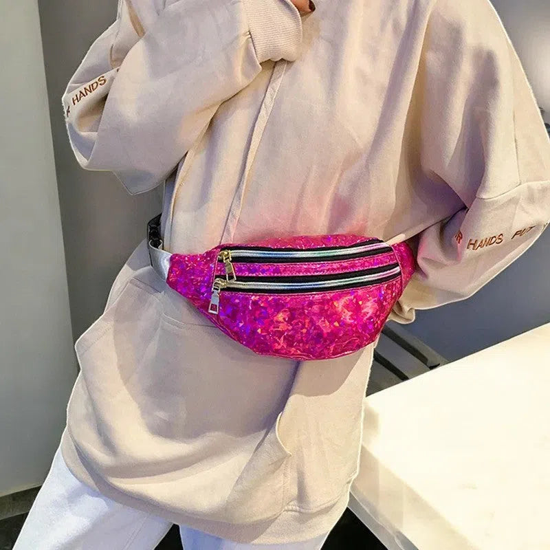 Bolso Riñonera Metálica Neón de Prismas