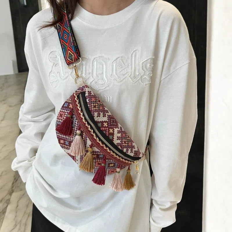 Bolso Riñonera Peruana Bohemia Rojo