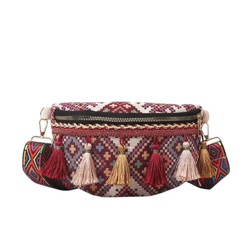 Bolso Riñonera Peruana Bohemia Rojo