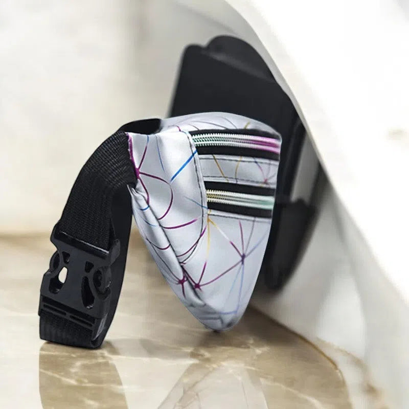 Bolso Riñonera Prismas Neón Plata