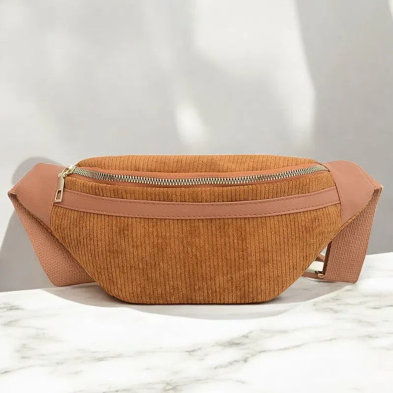 Bolso Riñonera de Pana Suave Caqui