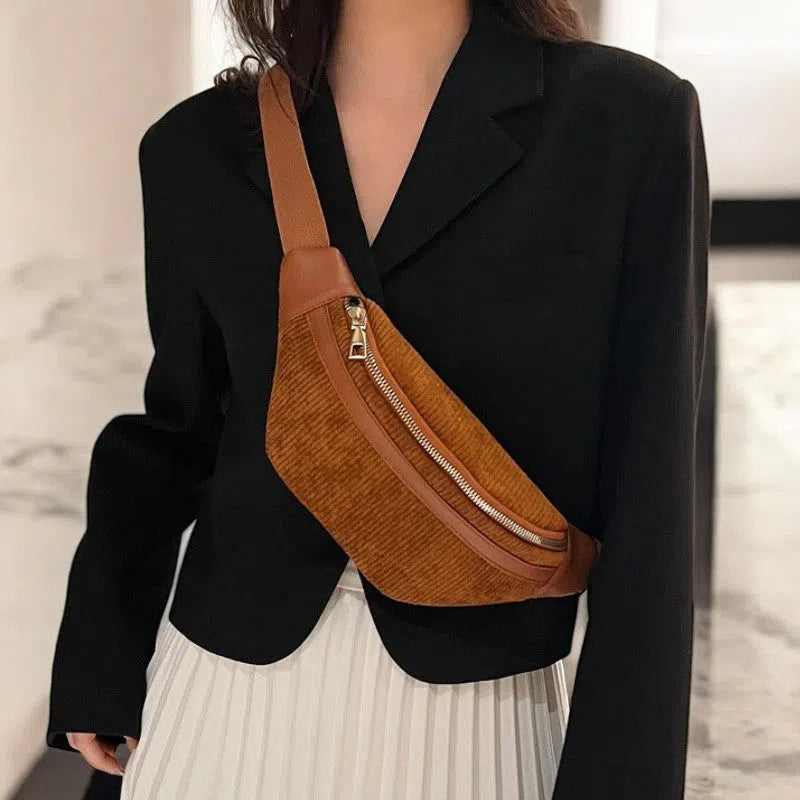 Bolso Riñonera de Pana Suave Caqui