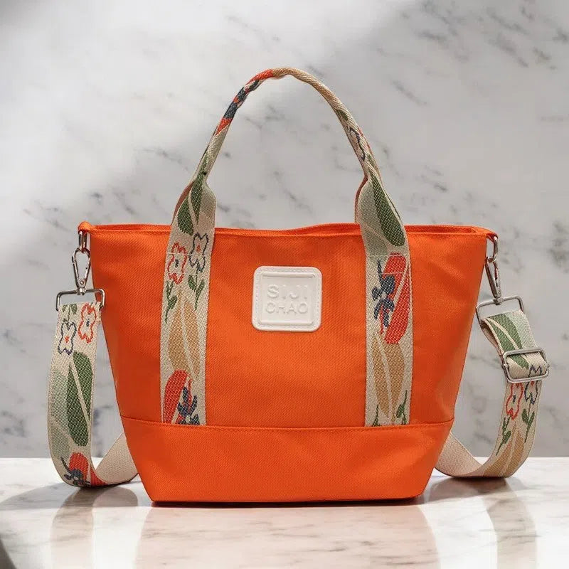 Bolso Shopper con Correa Floral de Nylon