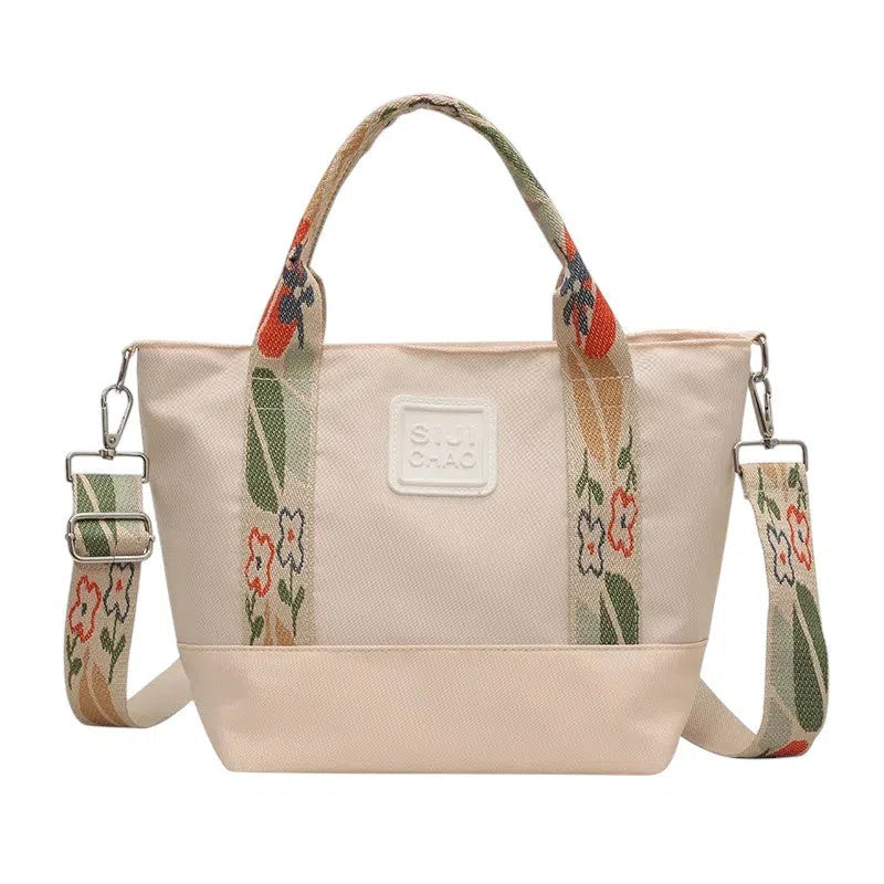 Bolso Shopper con Correa Floral de Nylon