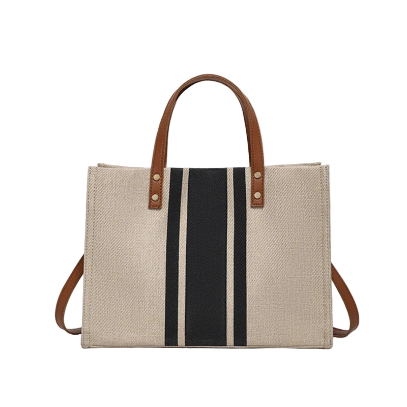 Bolso Tote Bag de Lona con Rayas Elegante