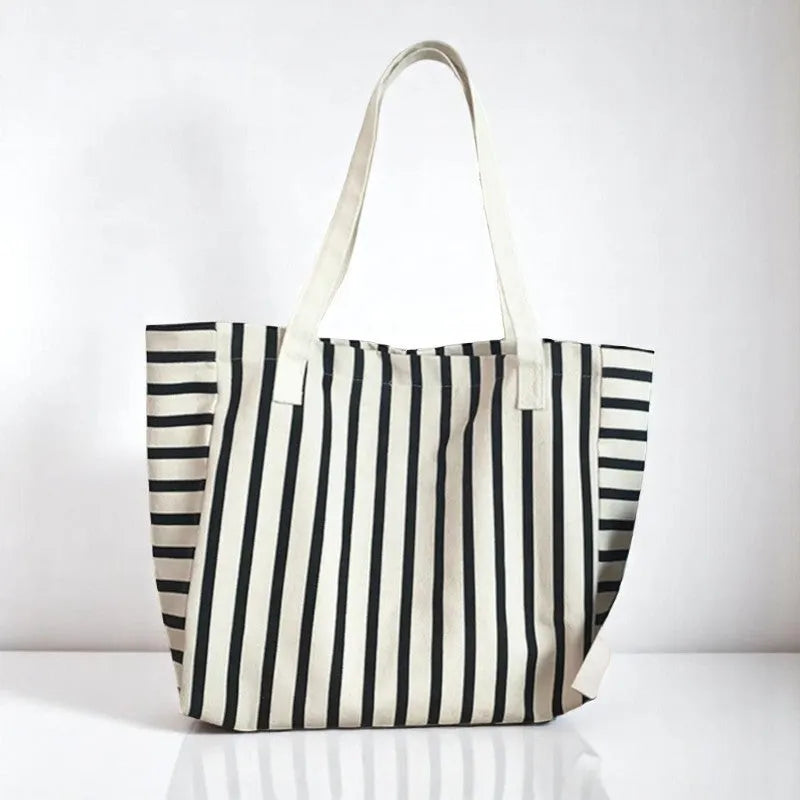 Bolso Tote de Lona Rayada