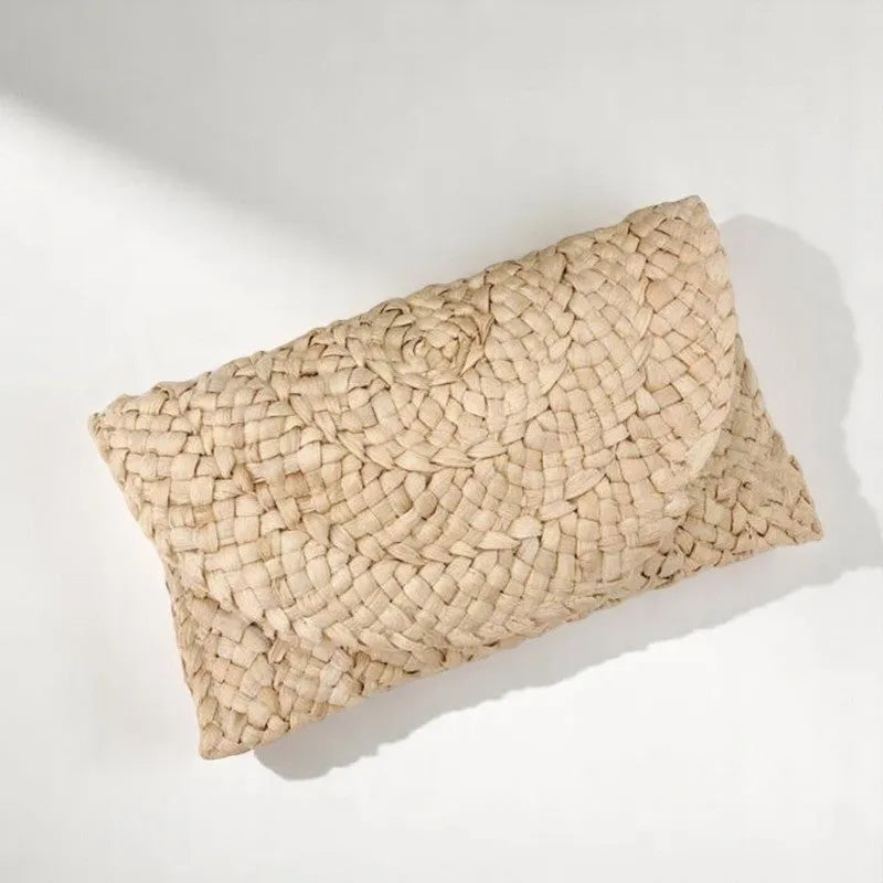 Bolso de Paja Flap de Mano Natural