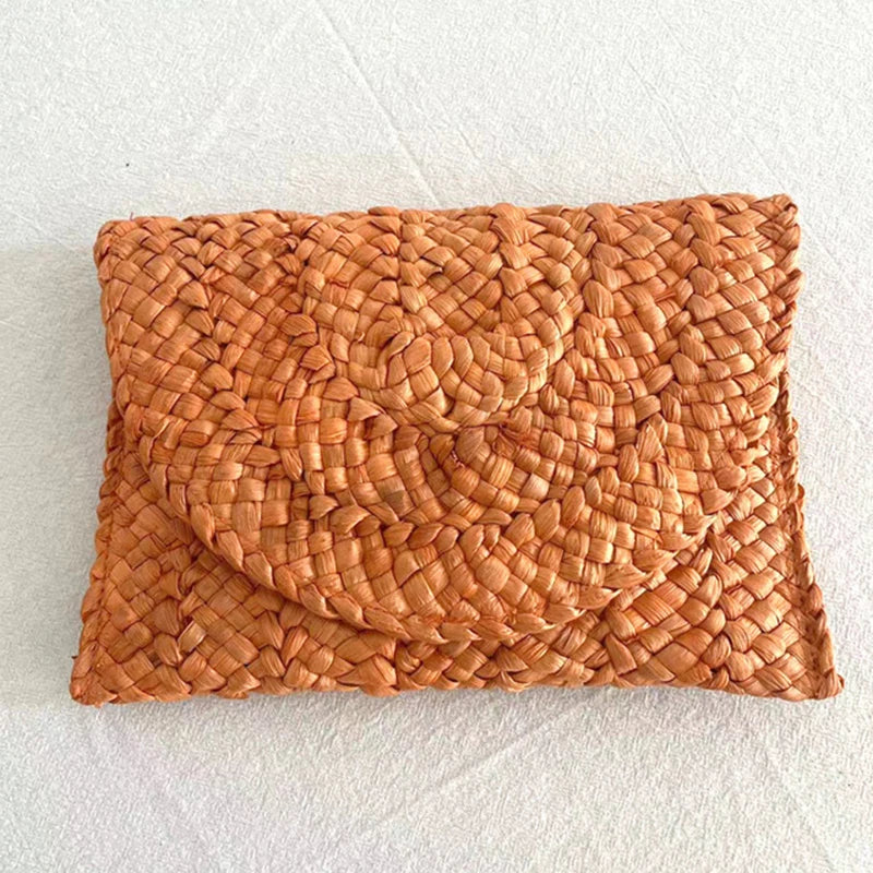 Bolso de Paja Naranja Estilo Flap
