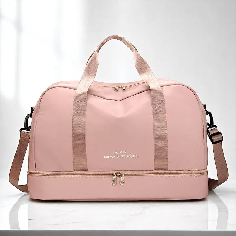 Bolso de Viaje Rosa de Nylon para Mujer – Ligero, Espacioso y Sofisticado