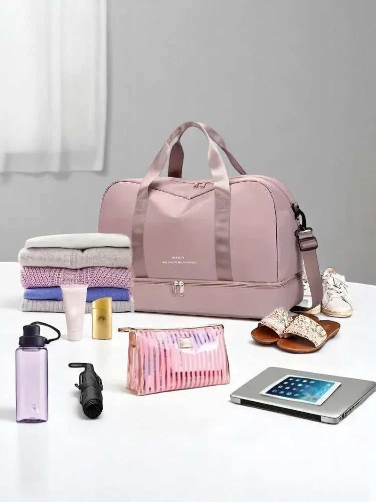 Bolso de Viaje Rosa de Nylon para Mujer – Ligero, Espacioso y Sofisticado