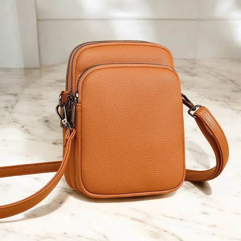 Bolso para Móvil de Cuero Naranja