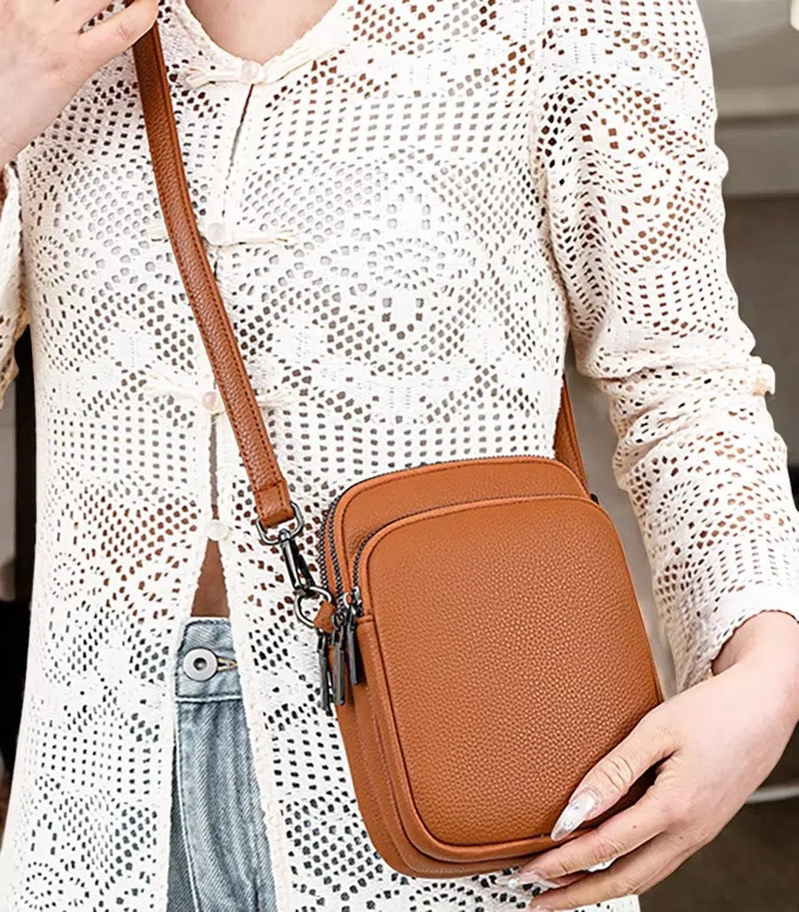 Bolso para Móvil de Cuero Naranja