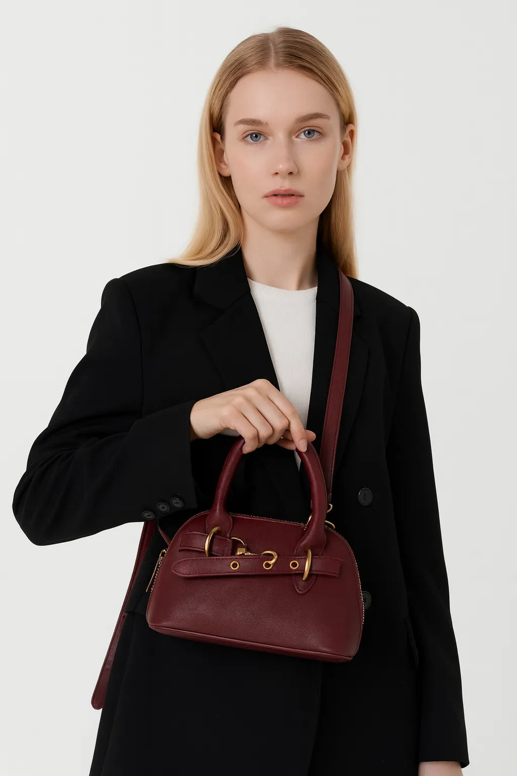 Mini Bolso Tote de Mano con Hebilla