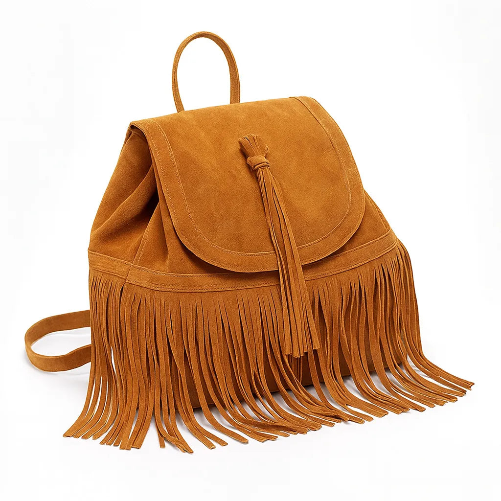 Mochila Fashion de PU con Flecos – Versátil, Chic y Funcional